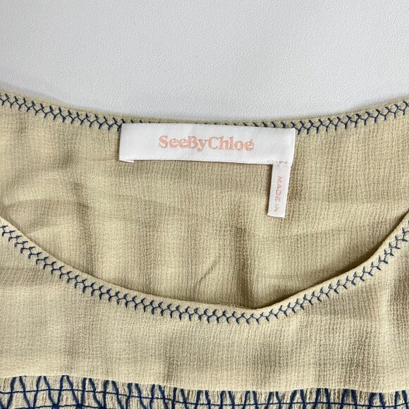 NWOT SEE BY CHLOÉ Embroidered Georgette Maxi Dress Long Sleeves Ruffles Sz 42 - Picture 12 of 15